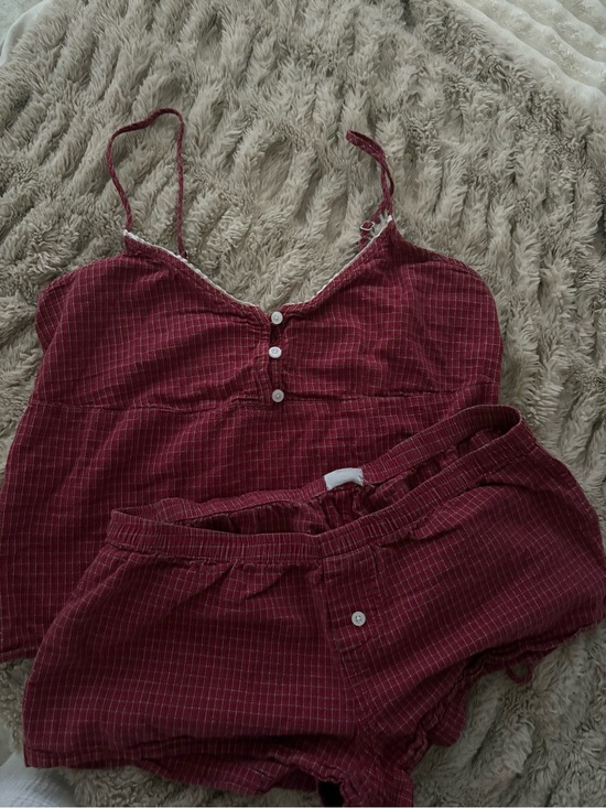 Brandy Melville Tops - Brandy Melville Burgundy Pinstripe Cami & Shorts Sleep Set